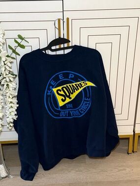 Squares Graphic Crewneck Sweatshirt - Navy Blue